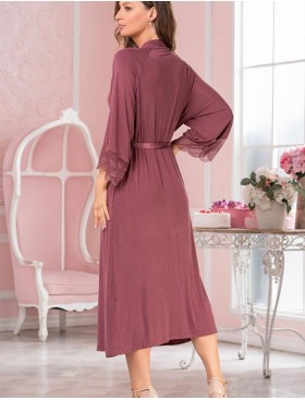 Длинный халат кимоно из вискозы Mia-Amore LETICIA 1679 какао, Цвет: какао, Размеры: S/M, изображение 2