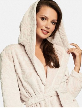 Теплый халат с капюшоном Esotiq 39264 FREYA пудровый, Цвет: пудровый, Размеры: S, изображение 2