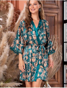 Шелковый халат-кимоно женский Mia-Amore EMERALD 3783, Цвет: изумрудный, Размеры: 2XL/3XL