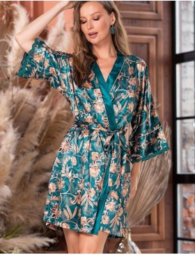 Шелковый халат-кимоно женский Mia-Amore EMERALD 3783, Цвет: изумрудный, Размеры: 2XL/3XL, изображение 3