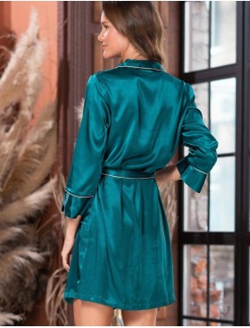Шелковый халат рубашка Mia-Amore EMERALD 3787, Цвет: изумрудный, Размеры: M, изображение 2
