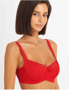 Бюстгальтер балконет Simona M 608 красный-сетка, Цвет: красно-сетка, Размеры: 75G, изображение 5