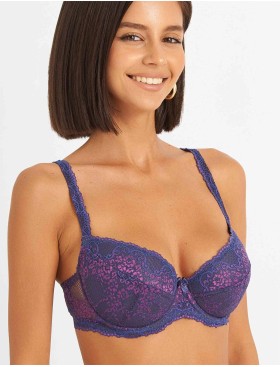 Бюстгальтер балконет пуш-ап биколор Simona M 870 батик-сетка, Цвет: батик-сетка, Размеры: 75D, изображение 6