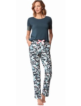 Пижама с брюками Nipplex ZOYA PAJAMAS из вискозы и хлопка, Цвет: индиго, Размеры: XL