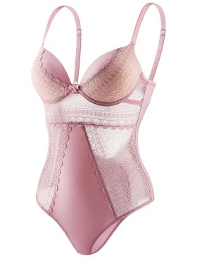 Боди с чашкой пуш-ап UNICONF BD19 пудровый, Цвет: пудровый, Размеры: 70C, изображение 3