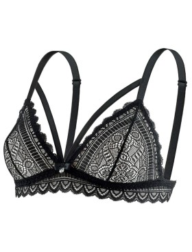 Кружевной бюстгальтер бралетт UNICONF SM27 черный, Цвет: черный, Размеры: 70B, изображение 4