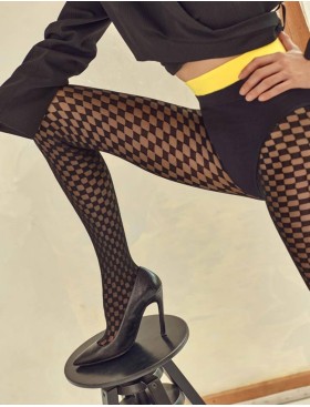 Колготки с узором Gabriella 487 BETH nero-canarinio 30 den, Цвет: чёрный, Размеры: 2