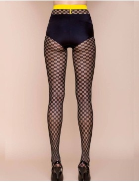 Колготки с узором Gabriella 487 BETH nero-canarinio 30 den, Цвет: чёрный, Размеры: 2, изображение 3