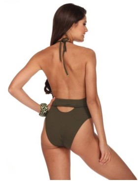 Слитный купальник с открытой спиной Lorin L4458/2, Цвет: хаки, Размеры: S, изображение 2