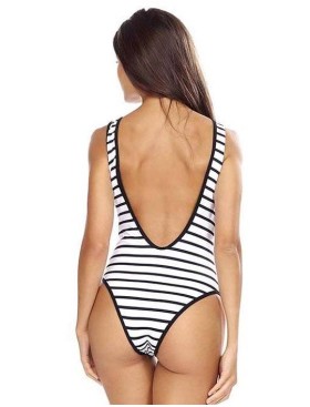 Полосатый совместный купальник Lorin L4477/2, Цвет: черно-белый, Размеры: S, изображение 2