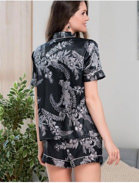 Шелковый комплект с шортами Mia-Amore MIRIAM 3484, Цвет: черный, Размеры: M, изображение 2