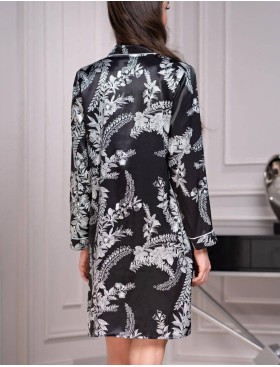 Ночная рубашка-халат шелк Mia-Amore MIRIAM 3487, Цвет: черный, Размеры: S, изображение 2