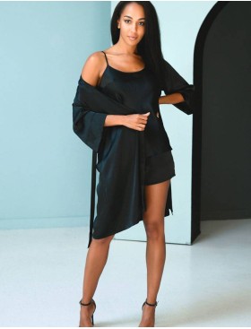 Черный шелковый халат Mia-Mia VANDA 15183, Цвет: черный, Размеры: L, изображение 5