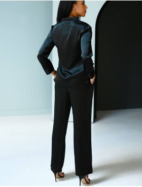 Черная пижама из натурального шелка Mia-Mia VANDA 15186, Цвет: черный, Размеры: S, изображение 2