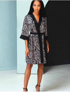 Натуральный шелковый халат кимоно  Mia-Mia VANDA 15187, Цвет: черный, Размеры: M, изображение 3