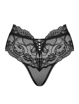 Высокие кружевные трусики Obsessive ELIZENES PANTIES, Цвет: черный, Размеры: S/M, изображение 3