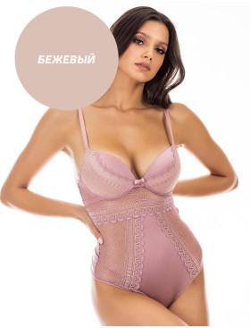 Боди с чашкой пуш-ап UNICONF BD19 бежевый, Цвет: бежевый, Размеры: 70C