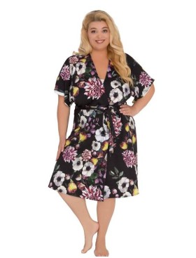 Пеньюар из трикотажной вискозы с принтом Akcent 590, Цвет: черный, Размеры: L