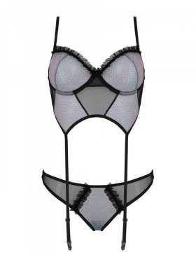 Мягкий корсет с пажами + стринги Avanua CARINA CORSET, Цвет: черный, Размеры: 2XL/3XL, изображение 3