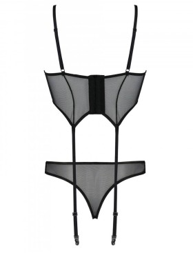 Мягкий корсет с пажами + стринги Avanua CARINA CORSET, Цвет: черный, Размеры: 2XL/3XL, изображение 4