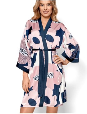 Атласный халат кимоно Nipplex BIANCA, Цвет: темно-синий, Размеры: S