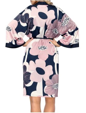 Атласный халат кимоно Nipplex BIANCA, Цвет: темно-синий, Размеры: S, изображение 3