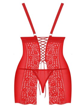 Сексуальная сорочка с трусиками Obsessive BLOSSMINA CHEMISE, Цвет: красный, Размеры: 6XL/7XL, изображение 4