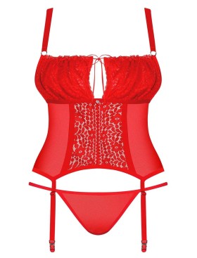 Красный корсет + стринги Obsessive BLOSSMINA CORSET, Цвет: красный, Размеры: 6XL/7XL, изображение 3