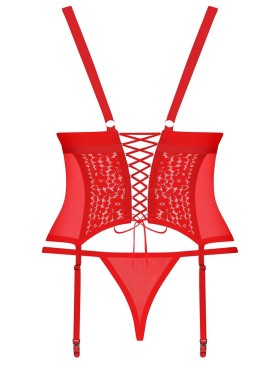 Красный корсет + стринги Obsessive BLOSSMINA CORSET, Цвет: красный, Размеры: 6XL/7XL, изображение 4