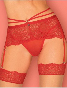 Кружевной пояс для чулок Obsessive LOVENTY GARTER BELT, Цвет: красный, Размеры: L/XL
