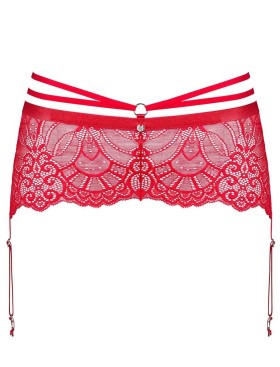 Кружевной пояс для чулок Obsessive LOVENTY GARTER BELT, Цвет: красный, Размеры: L/XL, изображение 3