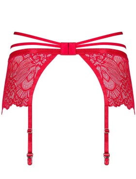 Кружевной пояс для чулок Obsessive LOVENTY GARTER BELT, Цвет: красный, Размеры: L/XL, изображение 4
