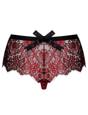 Кружевные трусики шорты Obsessive REDESSIA, Цвет: черный/красный, Размеры: S/M, изображение 4