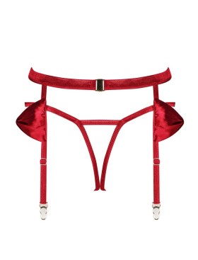 Пояс для чулок + стринги Obsessive RUBINESA GARTER BELT, Цвет: красный, Размеры: L/XL, изображение 4
