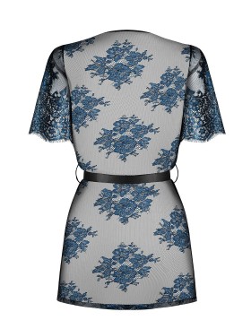 Полупрозрачный пеньюар Obsessive YASSMYNE PEIGNOIR, Цвет: черный/синий, Размеры: S/M, изображение 4