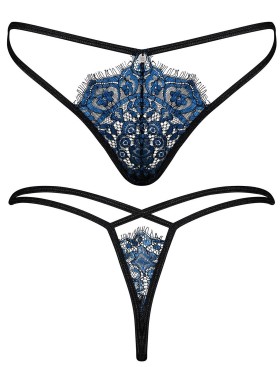 Трусики стринги Obsessive YASSMYNE THONG, Цвет: черный/синий, Размеры: S/M, изображение 5