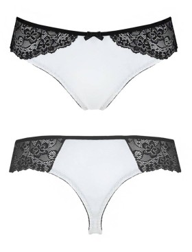 Соблазнительные трусики Passion ELEONOR THONG, Цвет: черно-белый, Размеры: 2XL/3XL, изображение 3
