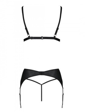 Сексуальный комплект с поясом для чулок Passion MILEY SET WITH OPEN BRA, Цвет: черный, Размеры: 2XL/3XL, изображение 4