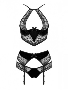 Сексуальный комплект с поясом для чулок Passion SCARLET SET black, Цвет: черный, Размеры: 2XL/3XL, изображение 3