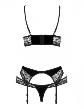 Сексуальный комплект с поясом для чулок Passion SCARLET SET black, Цвет: черный, Размеры: 2XL/3XL, изображение 4