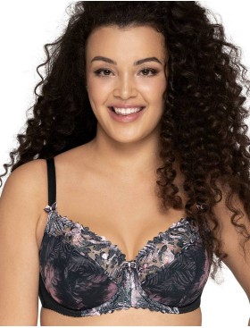 Полумягкий бюстгальтер с цветочной вышивкой Ava PEACE'N'LOVE 1957 PU, Цвет: черный, Размеры: 100C