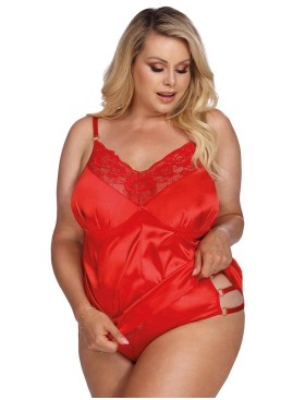 Атласный комплект Gorgeous DELPHINE, Цвет: красный, Размеры: XL/2XL