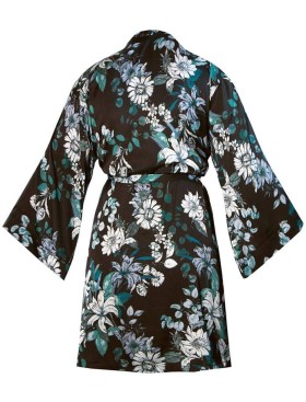 Атласный халат кимоно Nipplex XENA с принтом, Цвет: изумруд, Размеры: S, изображение 4