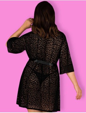 Черный пеньюар Obsessive JAGUERIA PEIGNOIR, Цвет: черный, Размеры: 6XL/7XL, изображение 2