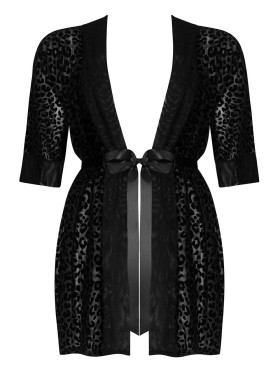 Черный пеньюар Obsessive JAGUERIA PEIGNOIR, Цвет: черный, Размеры: 6XL/7XL, изображение 3