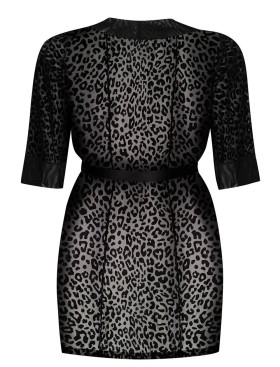 Черный пеньюар Obsessive JAGUERIA PEIGNOIR, Цвет: черный, Размеры: 6XL/7XL, изображение 4