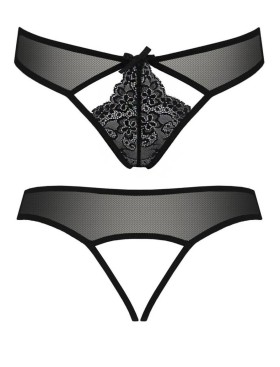 Черные трусики с доступом Passion VERITA THONG, Цвет: черный, Размеры: S/M, изображение 3