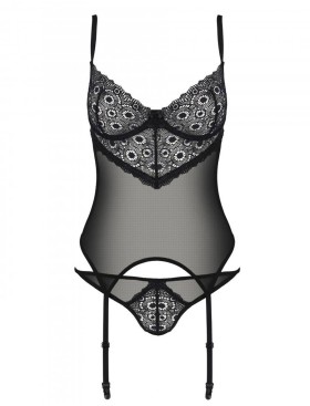 Корсет с трусиками Passion ZINNIA CORSET, Цвет: черный, Размеры: S/M, изображение 3