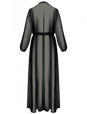 Длинный пеньюар Passion ZINNIA PEIGNOIR, Цвет: черный, Размеры: 2XL/3XL, изображение 4