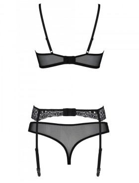 Сексуальный комплект с поясом для чулок Passion ZINNIA SET, Цвет: черный, Размеры: 2XL/3XL, изображение 4